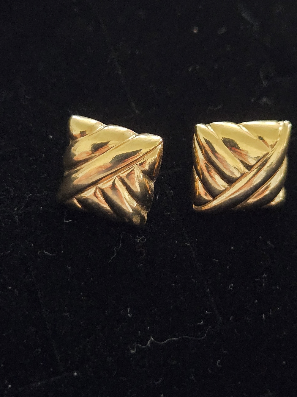 Textured Gold Square Stud Earrings - Women Jewelry